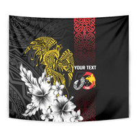 Personalized Papua New Guinea 50th Independence Anniversary Tapestry Oro Tapa Mix Plumeria