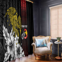 Personalized Papua New Guinea 50th Independence Anniversary Window Curtain Oro Tapa Mix Plumeria
