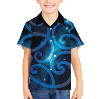 New Zealand Maori Matariki Family Matching Long Sleeve Bodycon Dress and Hawaiian Shirt Galaxy Kowhaiwhai LT7 Son's Shirt Galaxy - Polynesian Pride