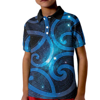 New Zealand Maori Matariki Kid Polo Shirt Galaxy Kowhaiwhai