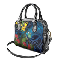 Tui Bird New Zealand Starry Sky Shoulder Handbag Maori Koru
