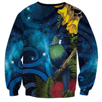 Tui Bird New Zealand Starry Sky Sweatshirt Maori Koru