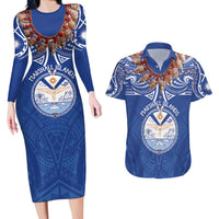 Yokwe Marshall Islands Personalized Couples Matching Long Sleeve Bodycon Dress and Hawaiian Shirt Jemenei Day - Seashell Necklace