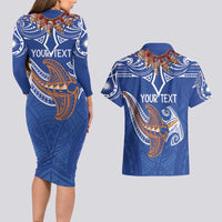 Yokwe Marshall Islands Personalized Couples Matching Long Sleeve Bodycon Dress and Hawaiian Shirt Jemenei Day - Seashell Necklace