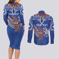 Yokwe Marshall Islands Personalized Couples Matching Long Sleeve Bodycon Dress and Long Sleeve Button Shirt Jemenei Day - Seashell Necklace