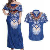 Yokwe Marshall Islands Personalized Couples Matching Off Shoulder Maxi Dress and Hawaiian Shirt Jemenei Day - Seashell Necklace