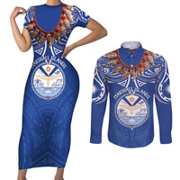 Yokwe Marshall Islands Personalized Couples Matching Short Sleeve Bodycon Dress and Long Sleeve Button Shirt Jemenei Day - Seashell Necklace