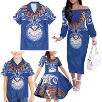 Yokwe Marshall Islands Personalized Family Matching Off The Shoulder Long Sleeve Dress and Hawaiian Shirt Jemenei Day - Seashell Necklace