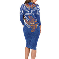 Yokwe Marshall Islands Personalized Long Sleeve Bodycon Dress Jemenei Day - Seashell Necklace