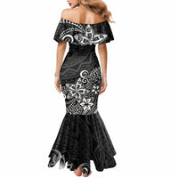 Polynesia Mermaid Dress Plumeria Black Curves LT7 - Polynesian Pride