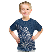 Polynesia Kid T Shirt Plumeria Blue Curves LT7 Blue - Polynesian Pride