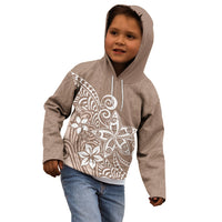 Polynesia Kid Hoodie Plumeria Beige Curves LT7 - Polynesian Pride