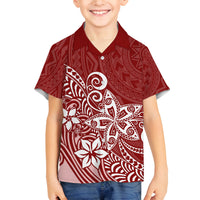 Hawaii Family Matching Outfits Polynesia Summer Maxi Dress And Shirt Family Set Clothes Plumeria Red Curves LT7 Son's Shirt Red - Polynesian Pride
