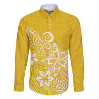 Hawaii Family Matching Outfits Polynesia Summer Maxi Dress And Shirt Family Set Clothes Plumeria Yellow Curves LT7