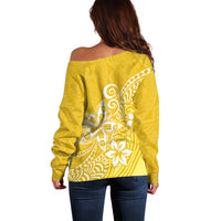 Polynesia Off Shoulder Sweater Plumeria Yellow Curves LT7 - Polynesian Pride