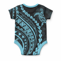 Polynesian Pride Baby Onesie Turtle Hibiscus Luxury Style - Aquamarine