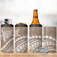 Polynesian Pride 4 in 1 Can Cooler Tumbler Turtle Hibiscus Luxury Style - Beige