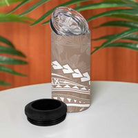 Polynesian Pride 4 in 1 Can Cooler Tumbler Turtle Hibiscus Luxury Style - Beige