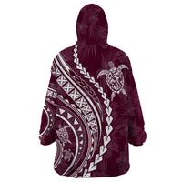Polynesian Pride Wearable Blanket Hoodie Turtle Hibiscus Luxury Style - Champagne LT7 - Polynesian Pride