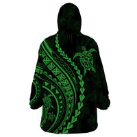 Polynesian Pride Wearable Blanket Hoodie Turtle Hibiscus Luxury Style - Green LT7 - Polynesian Pride
