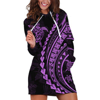 Polynesian Pride Hoodie Dress Turtle Hibiscus Luxury Style - Lilac LT7 Lilac - Polynesian Pride