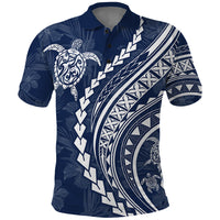 Polynesian Pride Polo Shirt Turtle Hibiscus Luxury Style - Navy LT7 Navy - Polynesian Pride
