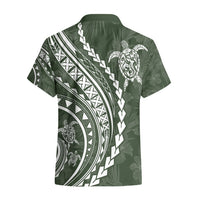 Polynesian Pride Hawaiian Shirt Turtle Hibiscus Luxury Style - Sage LT7 - Polynesian Pride