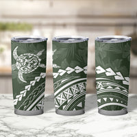 Polynesian Pride Tumbler Cup Turtle Hibiscus Luxury Style - Sage