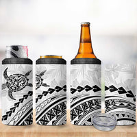 Polynesian Pride 4 in 1 Can Cooler Tumbler Turtle Hibiscus Luxury Style - White