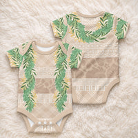 Hawai'i Paniolo Maile Twisted Lei Baby Onesie Almond Brown