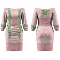 Hawai'i Paniolo Maile Twisted Lei Family Matching Off The Shoulder Long Sleeve Dress and Hawaiian Shirt Dusty Rose LT7 Mom's Dress Dusty Rose - Polynesian Pride