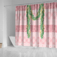 Hawai'i Paniolo Maile Twisted Lei Shower Curtain Dusty Rose LT7 - Polynesian Pride