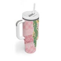 Hawai'i Paniolo Maile Twisted Lei Tumbler With Handle Dusty Rose LT7 - Polynesian Pride
