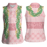 Hawai'i Paniolo Maile Twisted Lei Women Sleeveless Polo Shirt Dusty Rose LT7 - Polynesian Pride