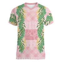 Hawai'i Paniolo Maile Twisted Lei Women V-Neck T-Shirt Dusty Rose LT7 Female Dusty Rose - Polynesian Pride