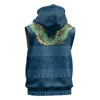 Hawai'i Paniolo Maile Twisted Lei Sleeveless Zip Hoodie Cobalt Blue LT7 - Polynesian Pride