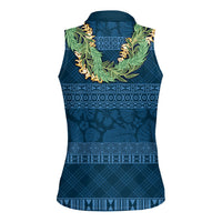 Hawai'i Paniolo Maile Twisted Lei Women Sleeveless Polo Shirt Cobalt Blue LT7 - Polynesian Pride