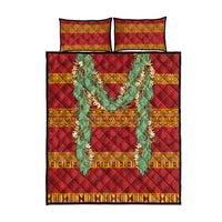 Hawai'i Paniolo Maile Twisted Lei Quilt Bed Set Hilo Royal Red LT7 - Polynesian Pride