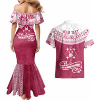 Personalised Fiji Adi Cakobau School Couples Matching Mermaid Dress and Hawaiian Shirt ACS Old Girls Lotus Mix Masi LT7 - Polynesian Pride