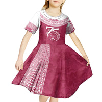 Personalised Fiji Adi Cakobau School Kid Short Sleeve Dress ACS Old Girls Lotus Mix Masi LT7 - Polynesian Pride