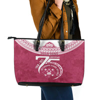 Personalised Fiji Adi Cakobau School Leather Tote Bag ACS Old Girls Lotus Mix Masi LT7 - Polynesian Pride