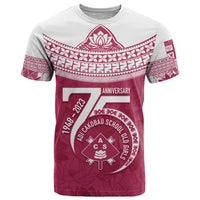 Personalised Fiji Adi Cakobau School T Shirt ACS Old Girls Lotus Mix Masi LT7 Crimson - Polynesian Pride