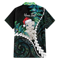 New Zealand Personalised Family Matching Short Sleeve Bodycon Dress and Hawaiian Shirt Meri Kirihimete Kowhaiwhai Mix Paua Shell - Emerald LT7 - Polynesian Pride