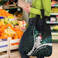 New Zealand Personalised Grocery Bag Meri Kirihimete Kowhaiwhai Mix Paua Shell - Emerald