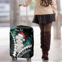 New Zealand Personalised Luggage Cover Meri Kirihimete Kowhaiwhai Mix Paua Shell - Emerald