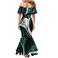 New Zealand Personalised Mermaid Dress Meri Kirihimete Kowhaiwhai Mix Paua Shell - Emerald LT7 - Polynesian Pride