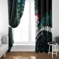 New Zealand Personalised Window Curtain Meri Kirihimete Kowhaiwhai Mix Paua Shell - Emerald
