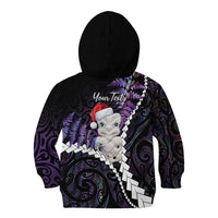 New Zealand Personalised Kid Hoodie Meri Kirihimete Kowhaiwhai Mix Paua Shell - Amethys