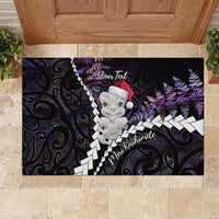 New Zealand Personalised Rubber Doormat Meri Kirihimete Kowhaiwhai Mix Paua Shell - Amethys
