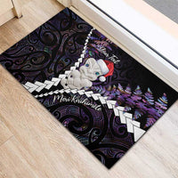 New Zealand Personalised Rubber Doormat Meri Kirihimete Kowhaiwhai Mix Paua Shell - Amethys